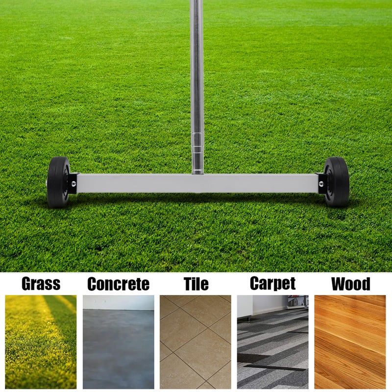 GRIP Magnetic Pickup Sweeper 17" - 8.8 lb Capacity - Chrome Handle Extends from 23" to 40" - Easy Cleanup of Workshop, Garage, Construction - Lawn Sweeper - Image 4